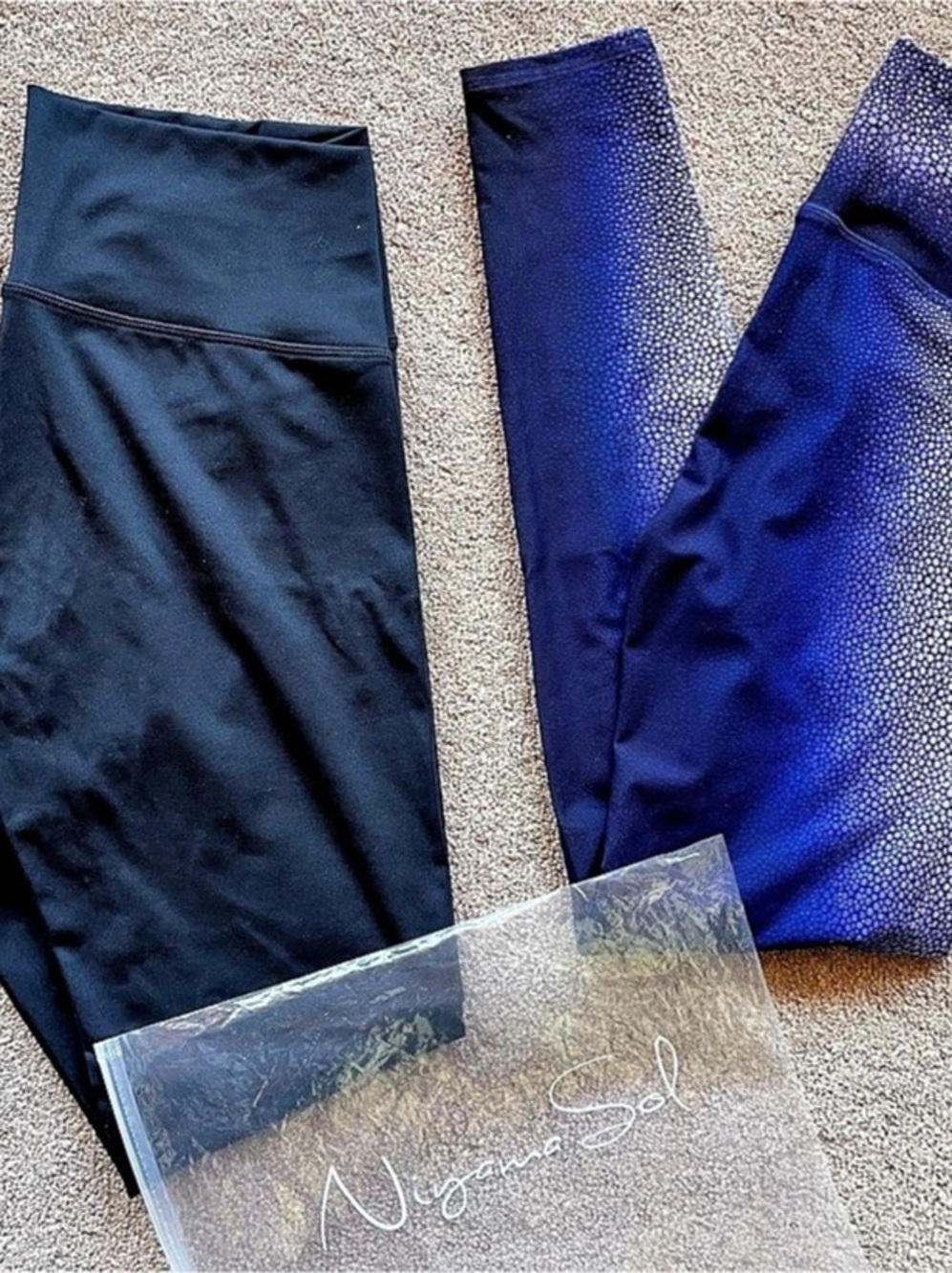 2 Niyama Sol Geometric Leggings in Purple & Black Size XL Like New